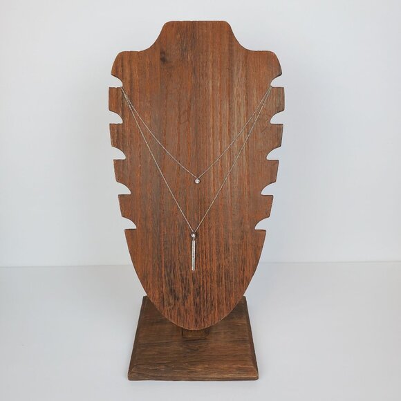 Sterling Silver Double Chain Rhodium Plated Swarovski Crystals Necklace - Picture 2 of 6